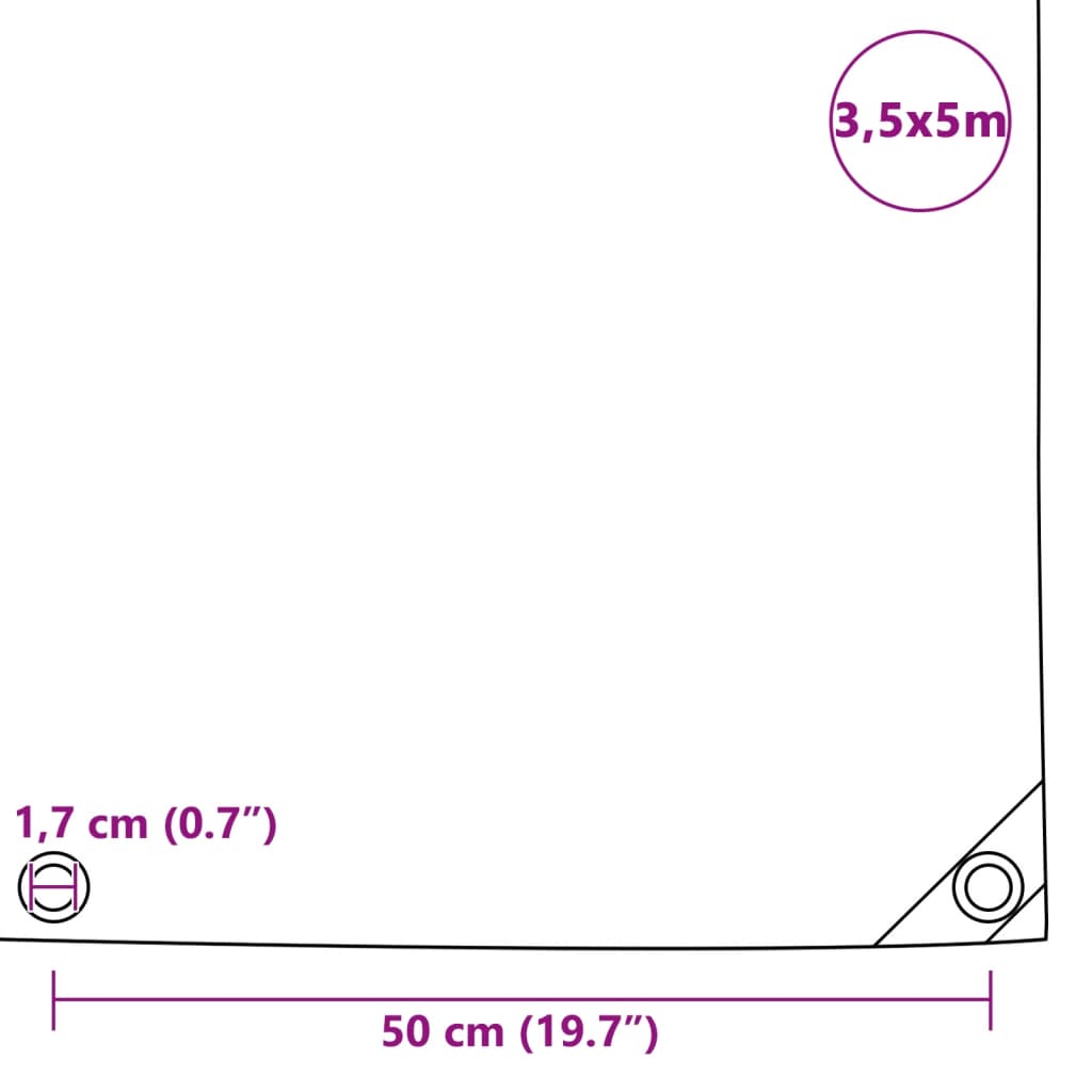 vidaXL Μουσαμάς Γκρι 3,5 x 5 μ. 650 γρ./μ.²