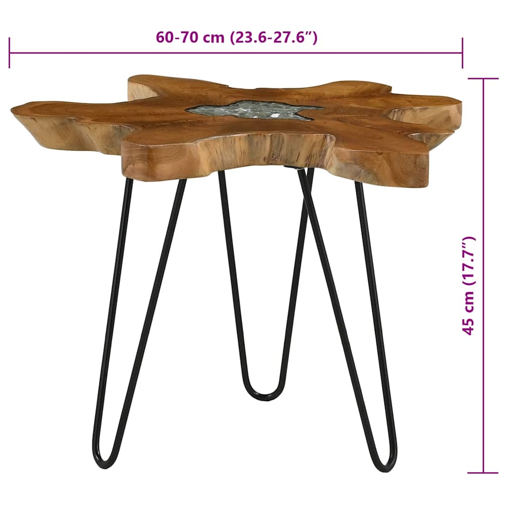 vidaXL Τραπεζάκι Σαλονιού 70x45 εκ. από Μασίφ Ξύλο Teak / Συνθ. Ρητίνη