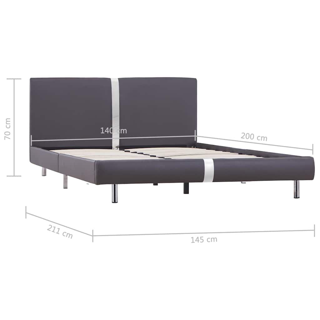 vidaXL Πλαίσιο Κρεβατιού Γκρι 140 x 200 εκ. από Συνθετικό Δέρμα