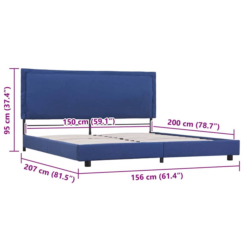 vidaXL Σκελετός Κρεβατιού Χωρίς Στρώμα Μπλε 150x200 εκ. Υφασμάτινο
