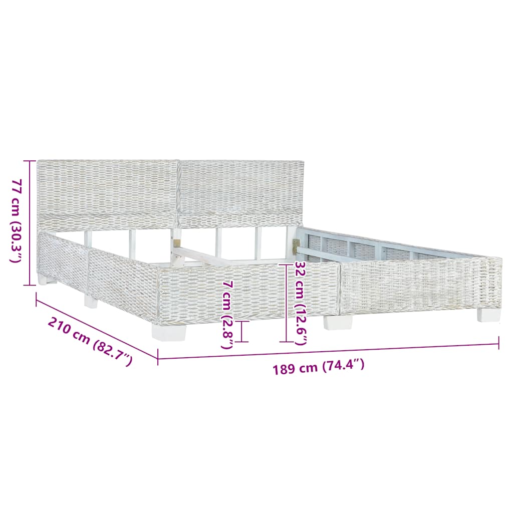 vidaXL Πλαίσιο Κρεβατιού Γκρι 180 x 200 εκ. από Φυσικό Ρατάν