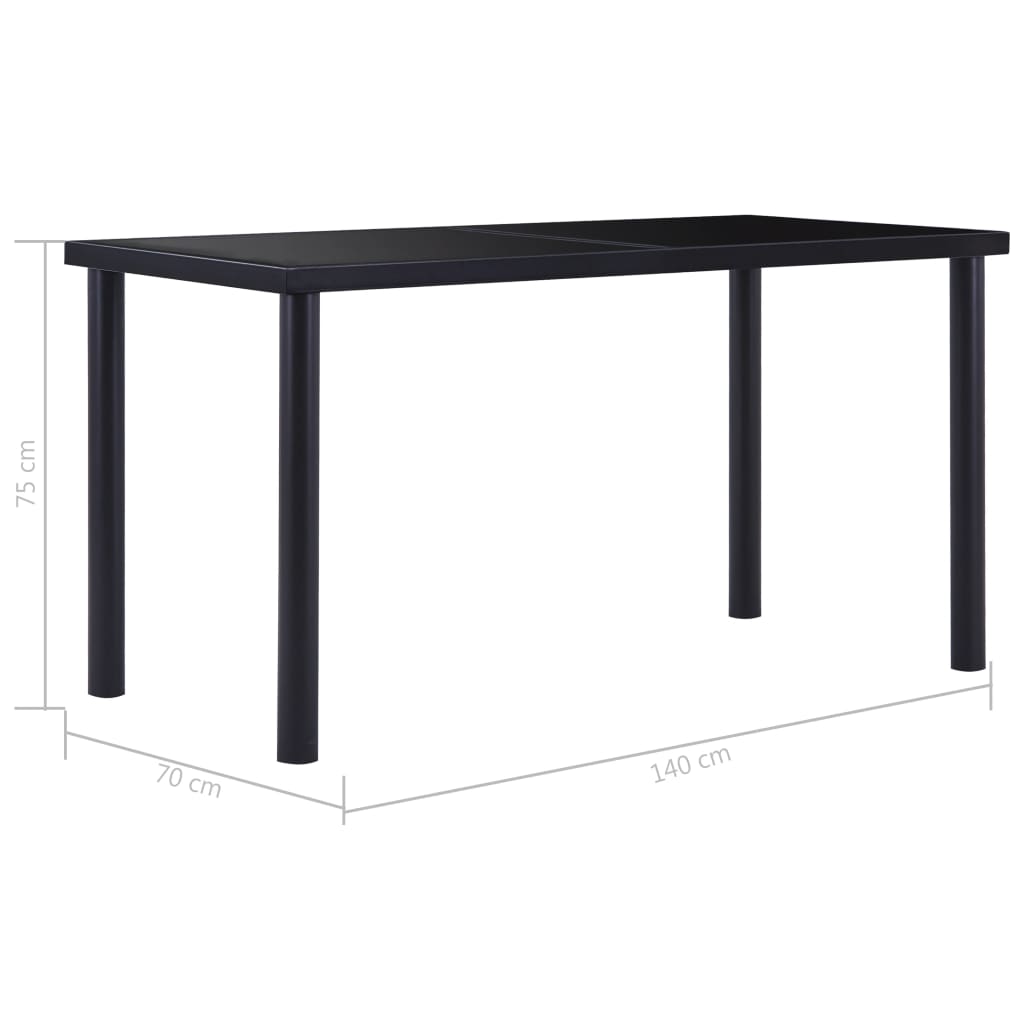 vidaXL Τραπεζαρία Μαύρη 140 x 70 x 75 εκ. από Ψημένο Γυαλί