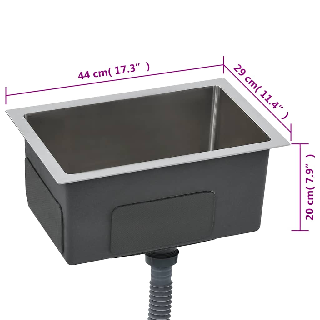 vidaXL Νεροχύτης Κουζίνας Χειροποίητος από Ανοξείδωτο Ατσάλι