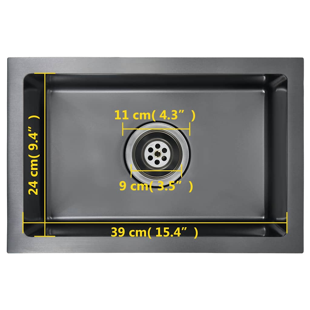 vidaXL Νεροχύτης Κουζίνας Χειροποίητος Μαύρος από Ανοξείδωτο Ατσάλι