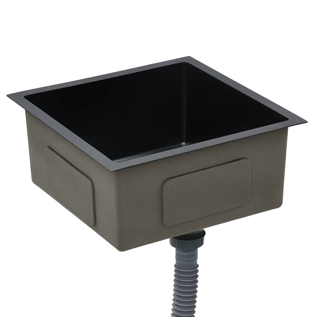 vidaXL Νεροχύτης Κουζίνας Χειροποίητος Μαύρος από Ανοξείδωτο Ατσάλι