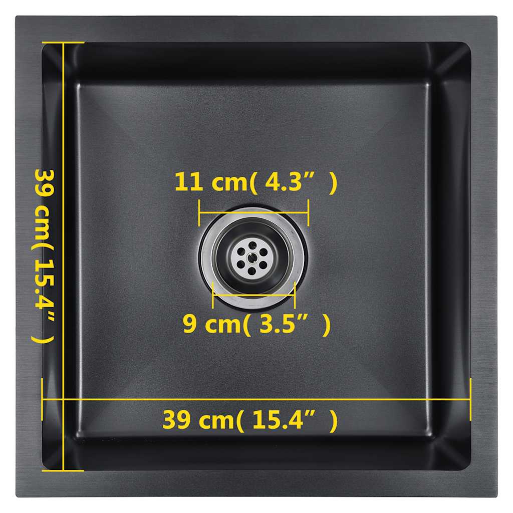 vidaXL Νεροχύτης Κουζίνας Χειροποίητος Μαύρος από Ανοξείδωτο Ατσάλι