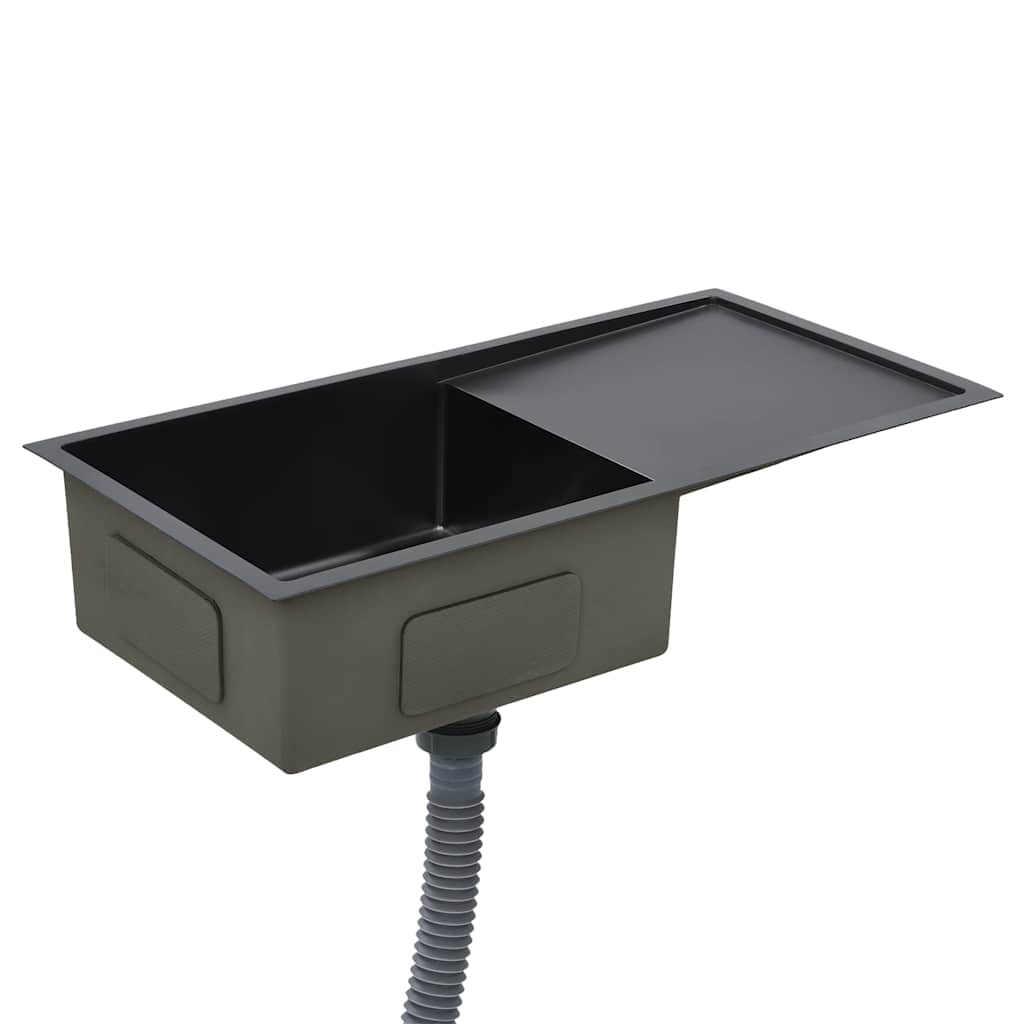 vidaXL Νεροχύτης Κουζίνας Χειροποίητος Μαύρος από Ανοξείδωτο Ατσάλι