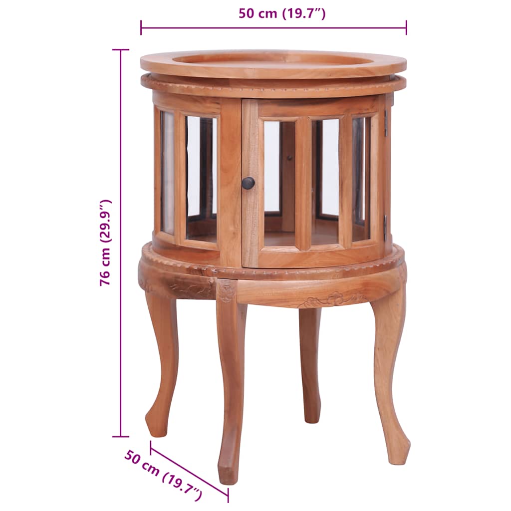 vidaXL Τραπεζάκι Βιτρίνα Φυσικό Χρώμα 50 x 50 x 76 εκ. από Μασίφ Μαόνι