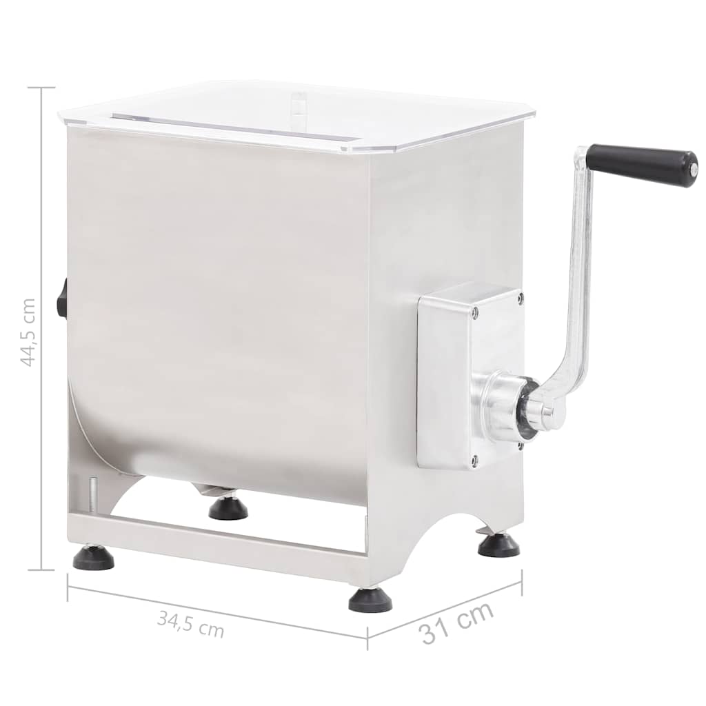 vidaXL Ζυμωτήριο Κρεάτων με Σύστημα Γραναζιών Ασημί Ανοξείδωτο Ατσάλι