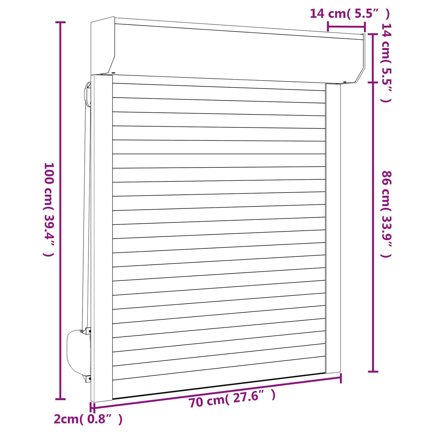 vidaXL Ρολό εισόδου Λευκός 70 x 100 cm Αλουμίνιο και Πολυουρεθάνη