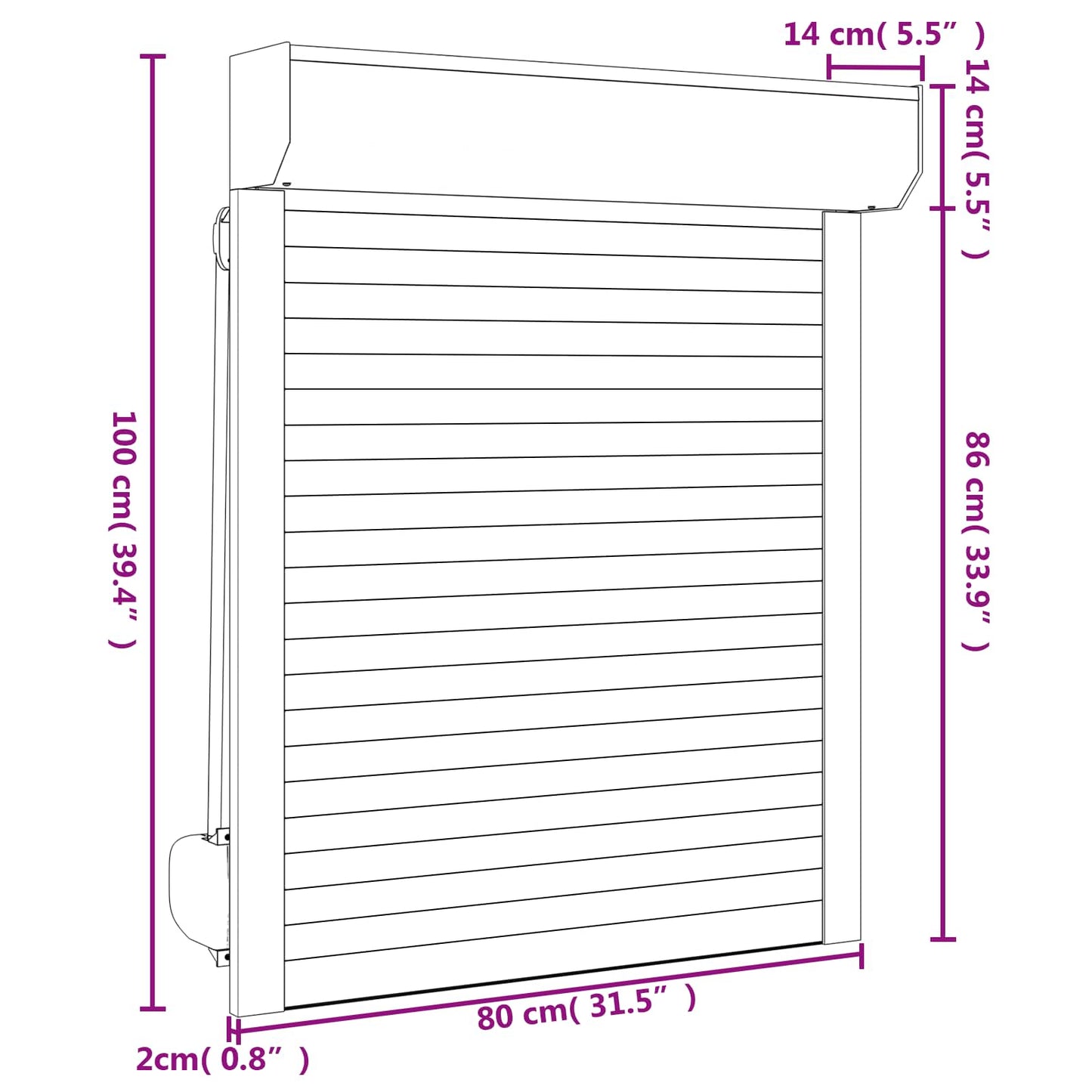 vidaXL Ρολό εισόδου Λευκός 80 x 100 cm Αλουμίνιο και Πολυουρεθάνη