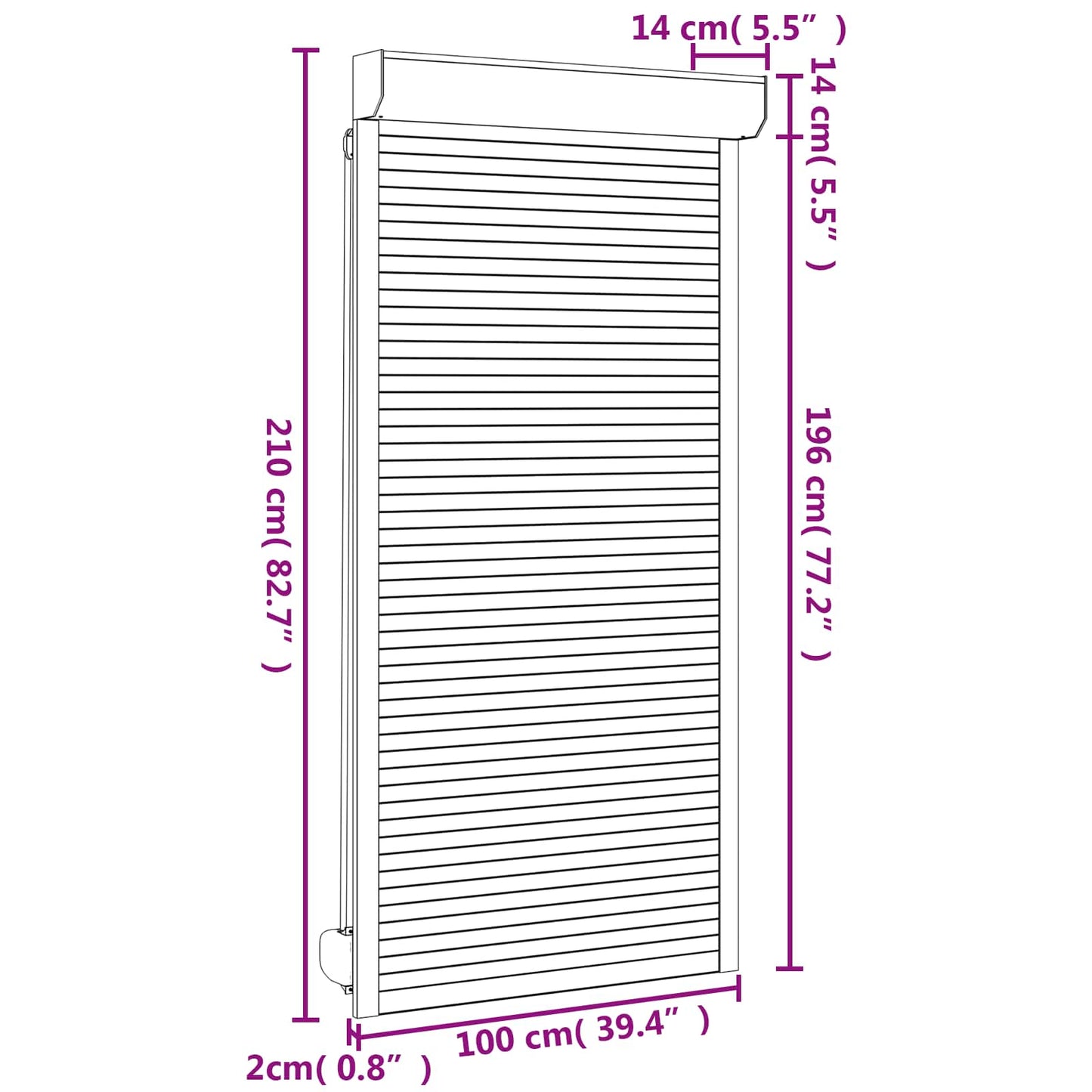 vidaXL Ρολό εισόδου Ανθρακί 100 x 210 cm Αλουμίνιο και Πολυουρεθάνη