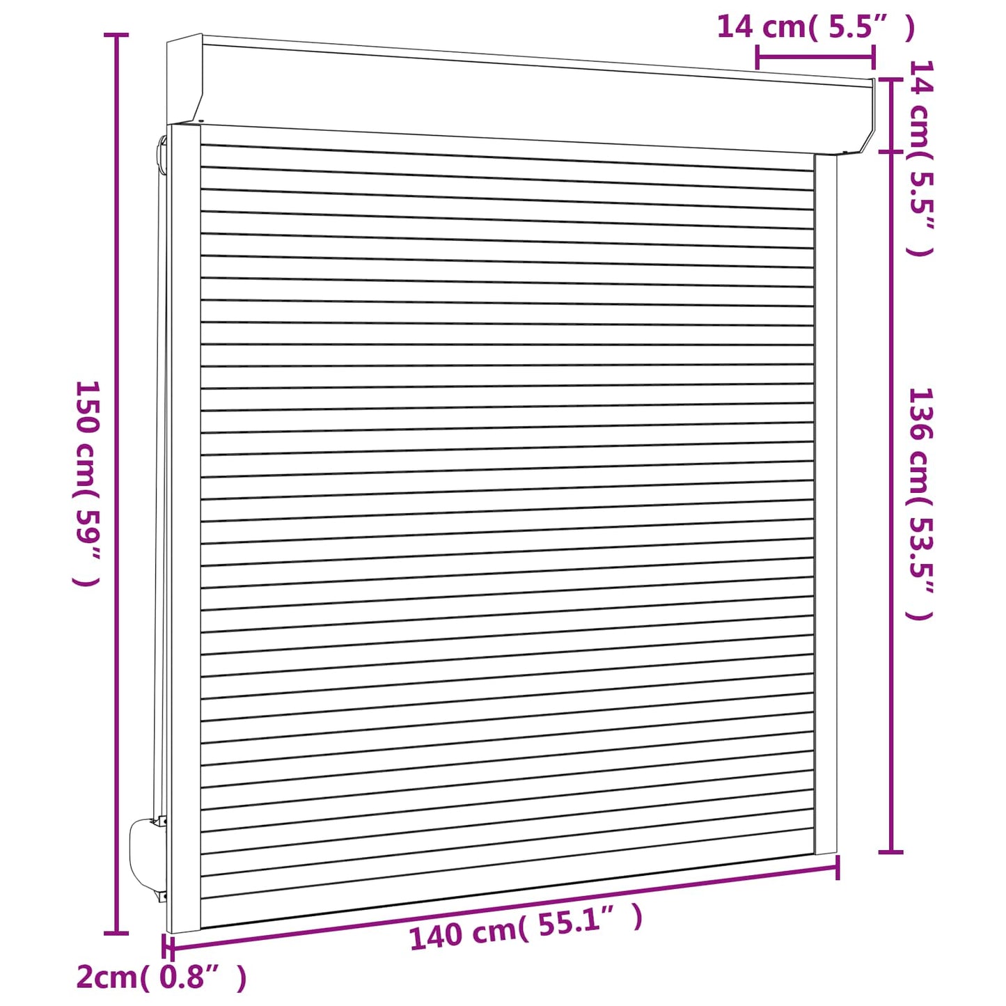 vidaXL Ρολό εισόδου Ανθρακί 140 x 150 cm Αλουμίνιο και Πολυουρεθάνη