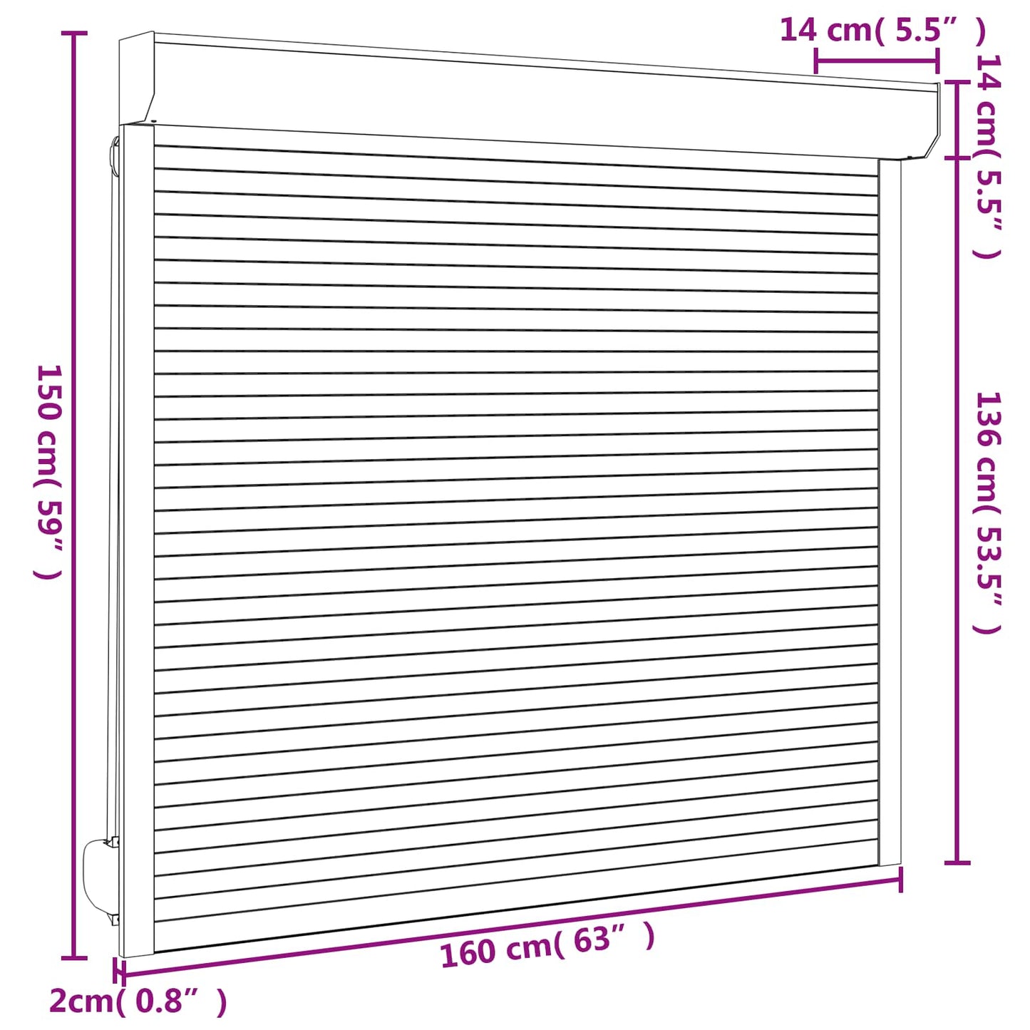 vidaXL Ρολό εισόδου Ανθρακί 160 x 150 cm Αλουμίνιο και Πολυουρεθάνη