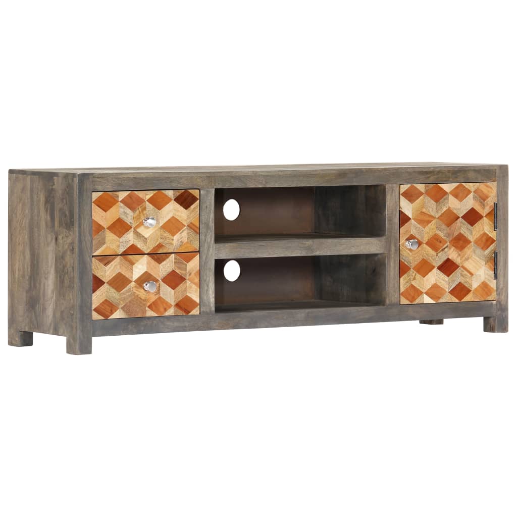 vidaXL Έπιπλο Τηλεόρασης Γκρι 120x30x40 εκ. από Μασίφ Ξύλο Μάνγκο