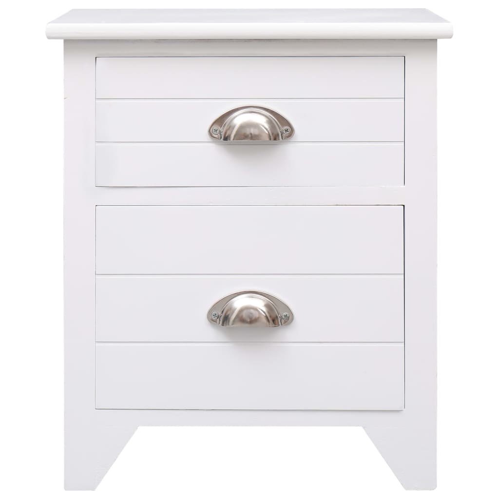 vidaXL Κομοδίνο Λευκό 38 x 28 x 45 εκ. από Ξύλο Παυλώνιας