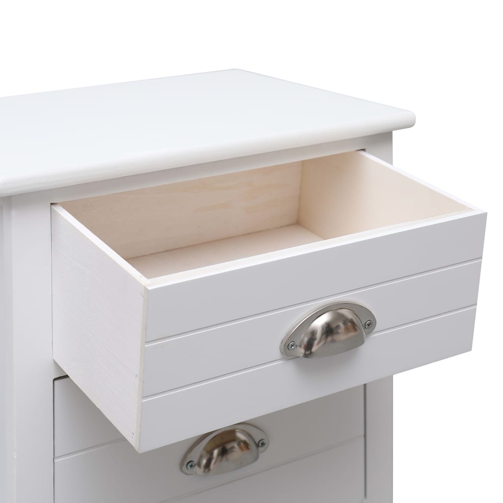 vidaXL Κομοδίνο Λευκό 38 x 28 x 45 εκ. από Ξύλο Παυλώνιας