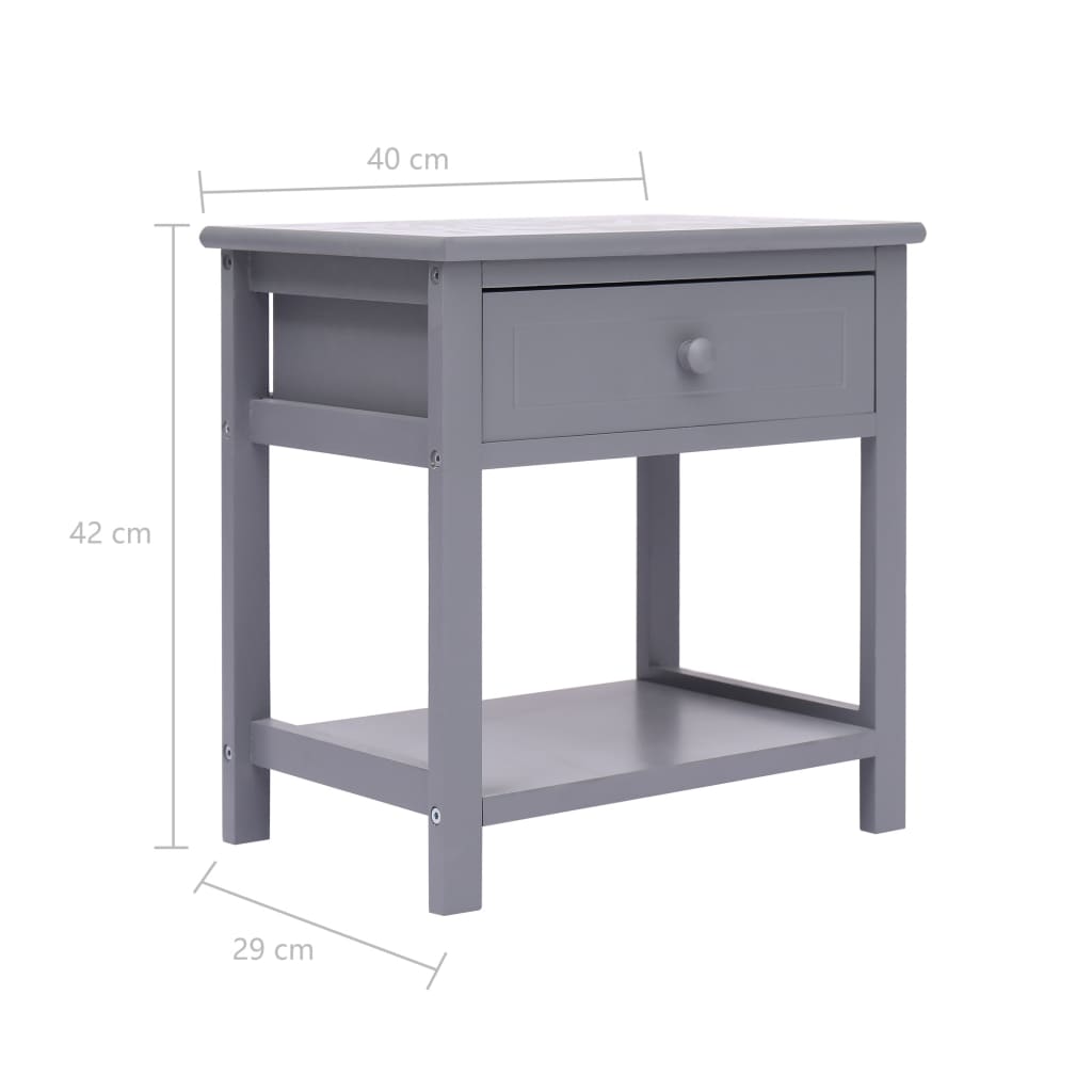 vidaXL Κομοδίνα 2 τεμ. Γκρι 40 x 29 x 42 εκ. από Ξύλο Παυλώνιας