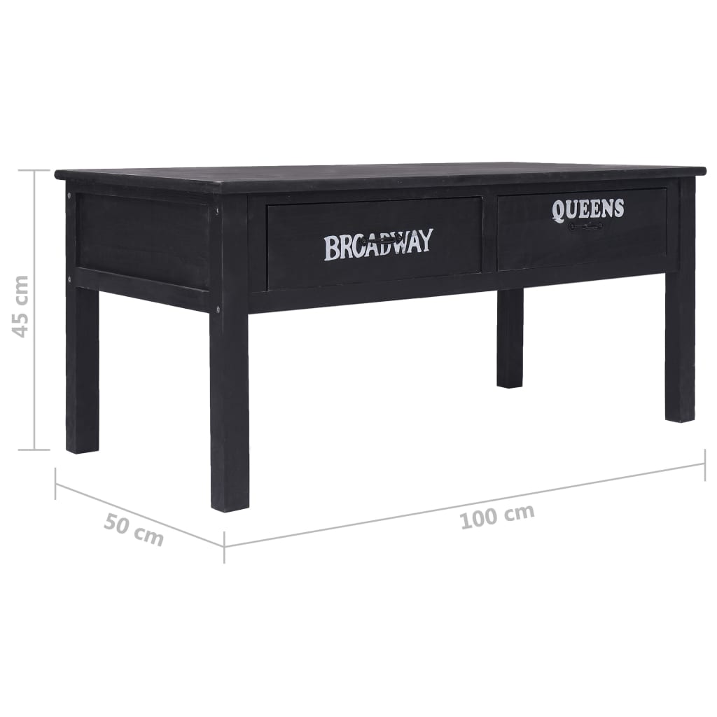 vidaXL Τραπεζάκι Σαλονιού Μαύρο 100 x 50 x 45 εκ. Ξύλινο