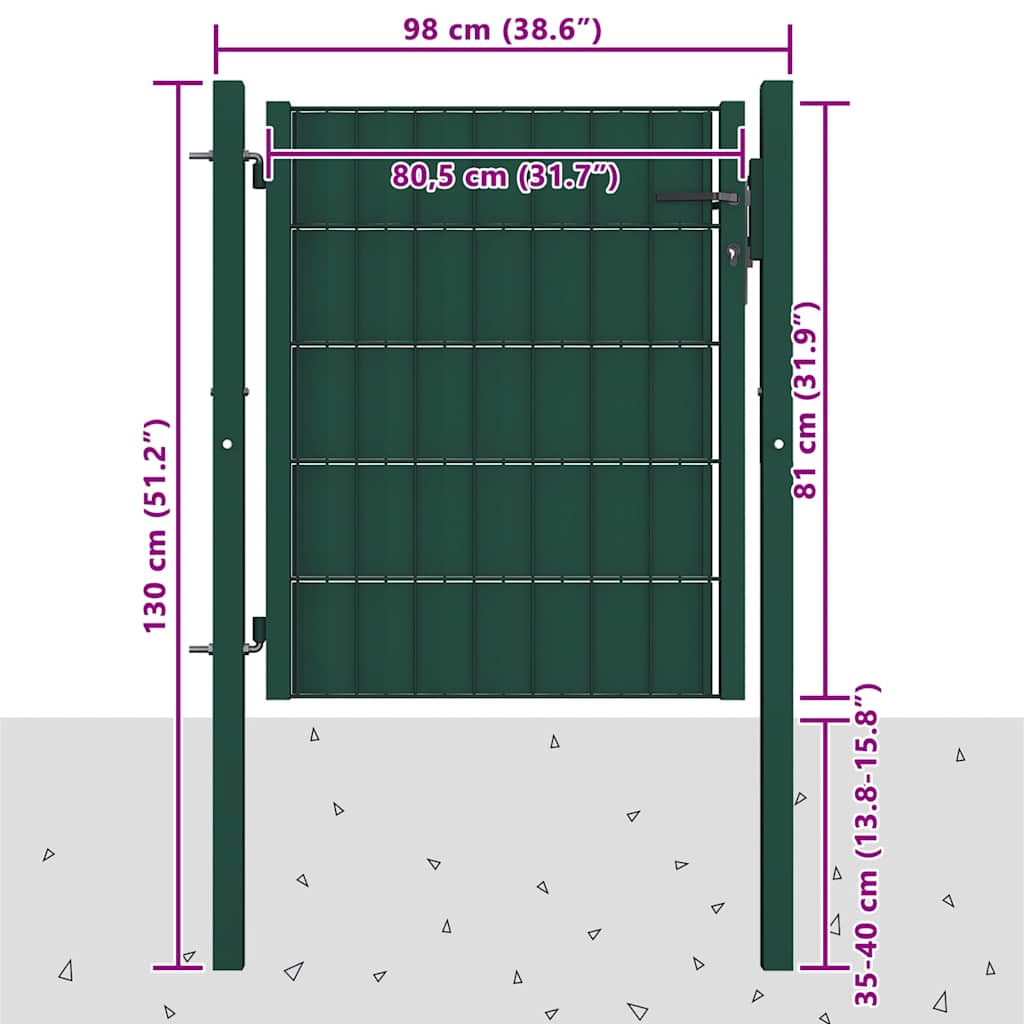 vidaXL Πόρτα Περίφραξης Πράσινη 100x81 εκ. από PVC και Ατσάλι