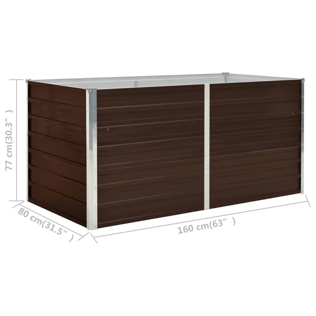 vidaXL Ζαρντινιέρα Ψηλή Καφέ 160 x 80 x 77 εκ. από Γαλβανισμένο Χάλυβα