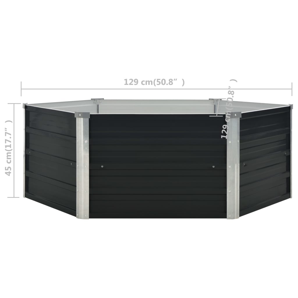 vidaXL Ζαρντινιέρα Ψηλή Ανθρακί 129x129x45 εκ. από Γαλβανισμένο Χάλυβα