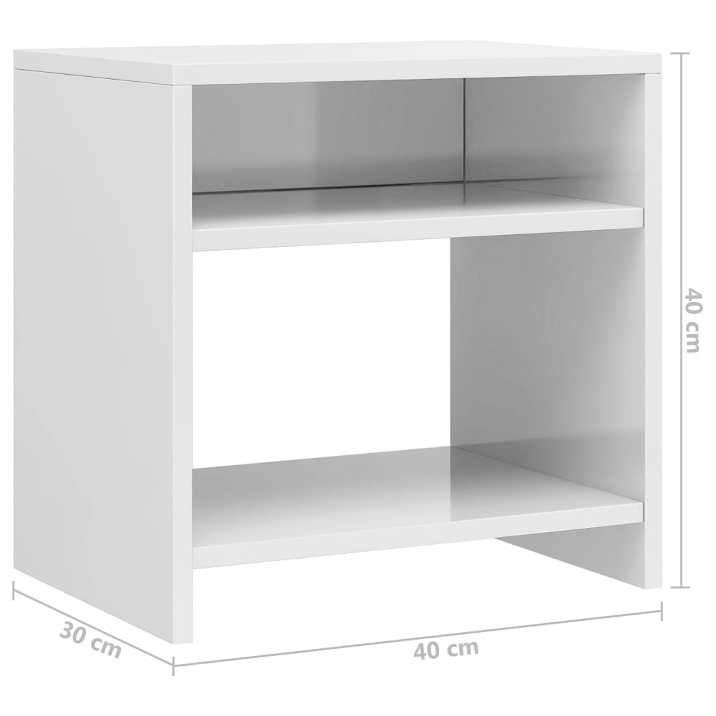 vidaXL Κομοδίνο Γυαλιστερό Λευκό 40 x 30 x 40 εκ. από Επεξ. Ξύλο