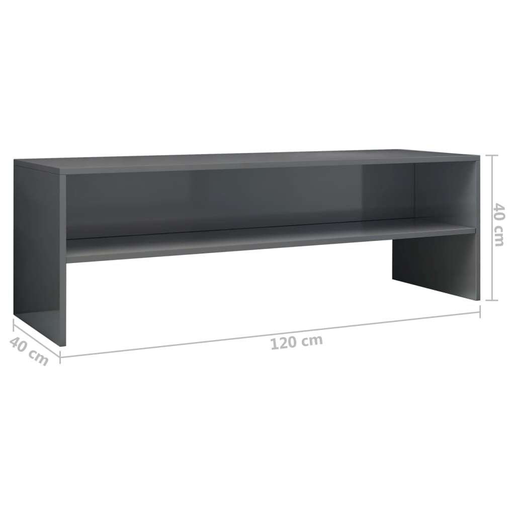 vidaXL Έπιπλο Τηλεόρασης Γυαλιστερό Γκρι 120 x 40 x 40 εκ. Επεξ. Ξύλο