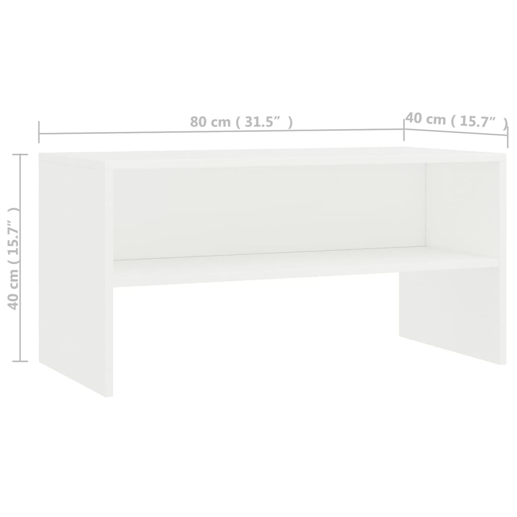 vidaXL Έπιπλο Τηλεόρασης Λευκό 80 x 40 x 40 εκ. από Επεξ. Ξύλο