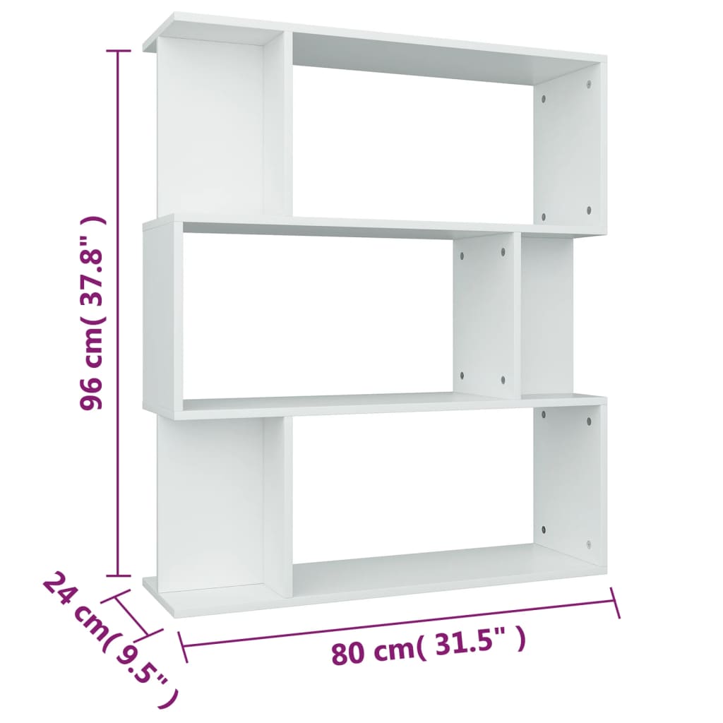 vidaXL Βιβλιοθήκη/Διαχωριστικό Χώρου Λευκό 80x24x96 εκ. Επεξ. Ξύλο