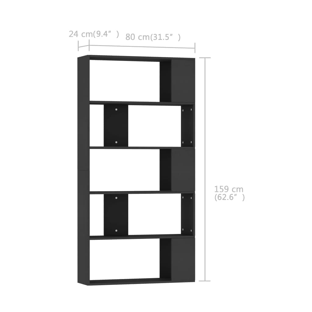 vidaXL Βιβλιοθήκη/Διαχωριστικό Χώρου Μαύρο 80x24x159 εκ. Επεξ. Ξύλο