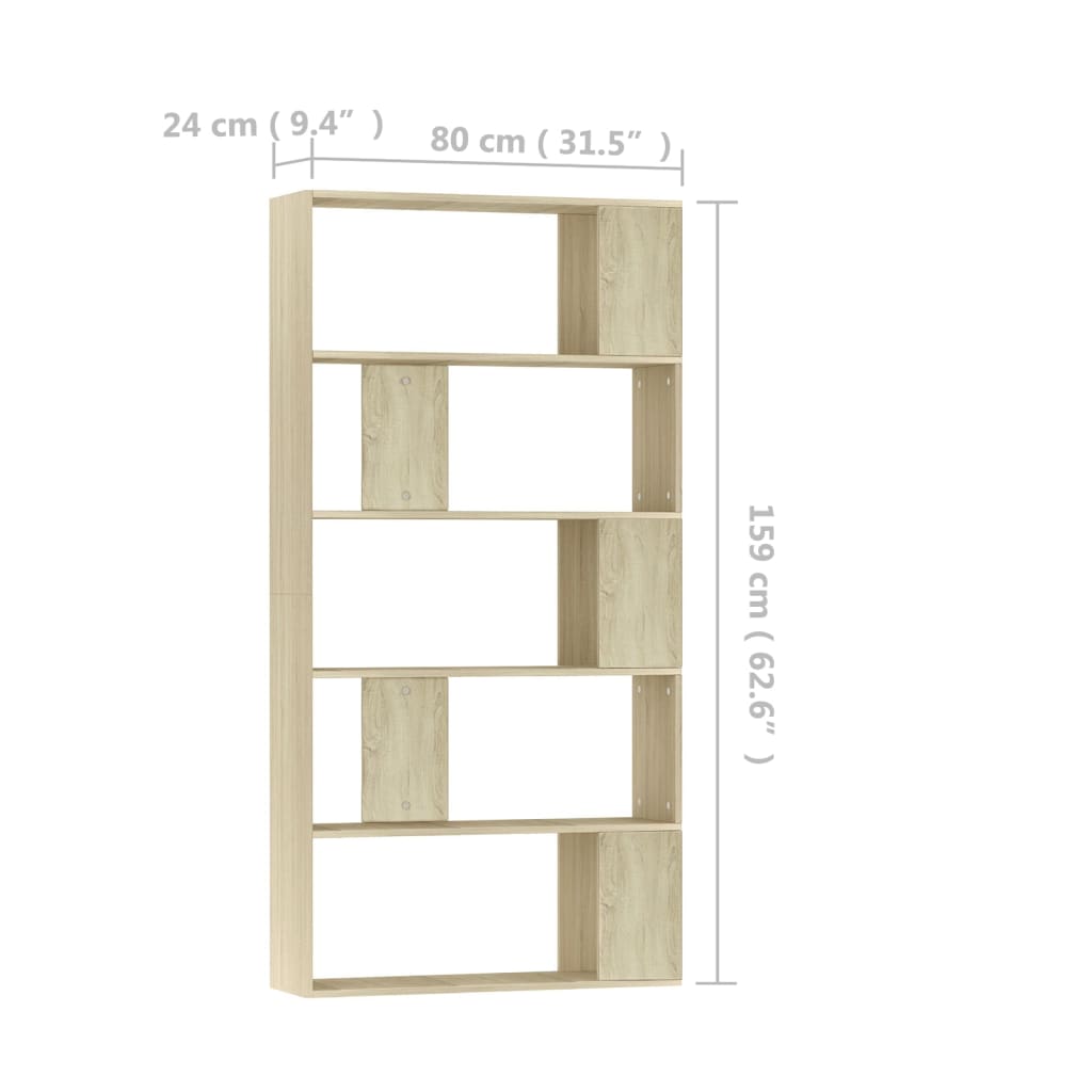 vidaXL Βιβλιοθήκη/Διαχωριστικό Sonoma Δρυς 80x24x159 εκ. Επεξ. Ξύλο