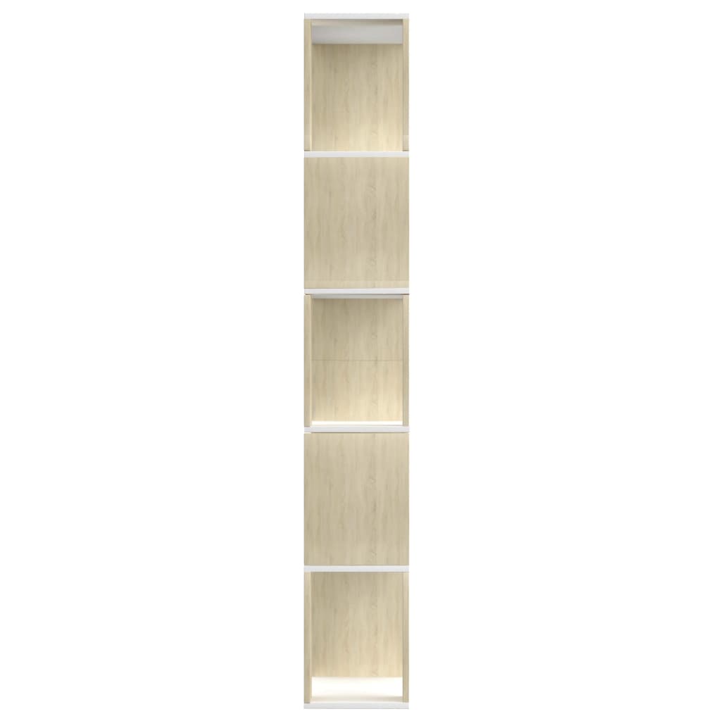 vidaXL Βιβλιοθήκη/Διαχωρισ. Λευκό/Sonoma Δρυς 80 x 24 x 159 εκ.