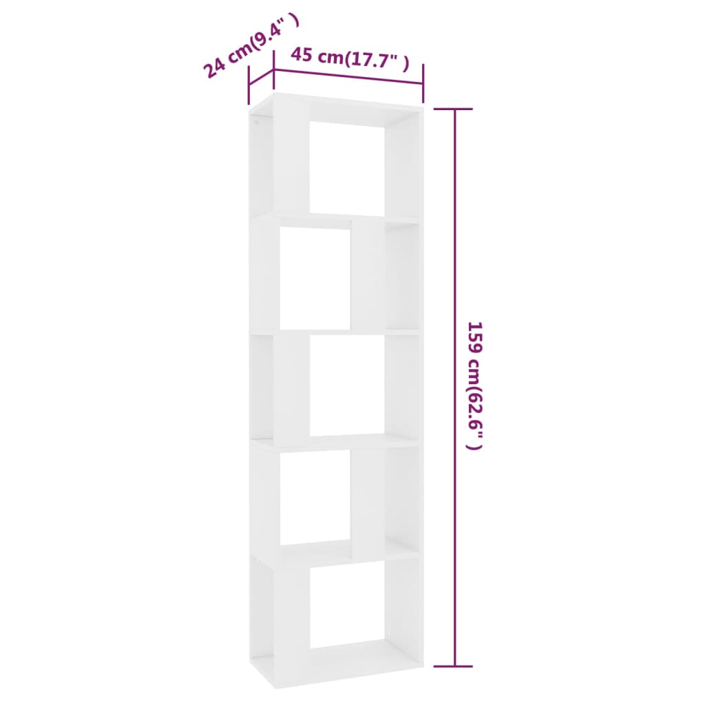 vidaXL Βιβλιοθήκη/Διαχωριστικό Χώρου Λευκό 45x24x159 εκ. Επεξ. Ξύλο
