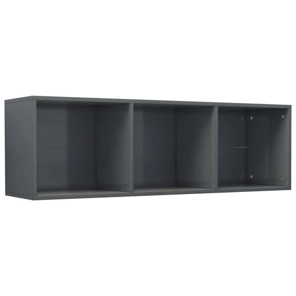 vidaXL Βιβλιοθήκη/Έπιπλο TV Γυαλιστερό Γκρι 36x30x114 εκ. Επεξ. Ξύλο