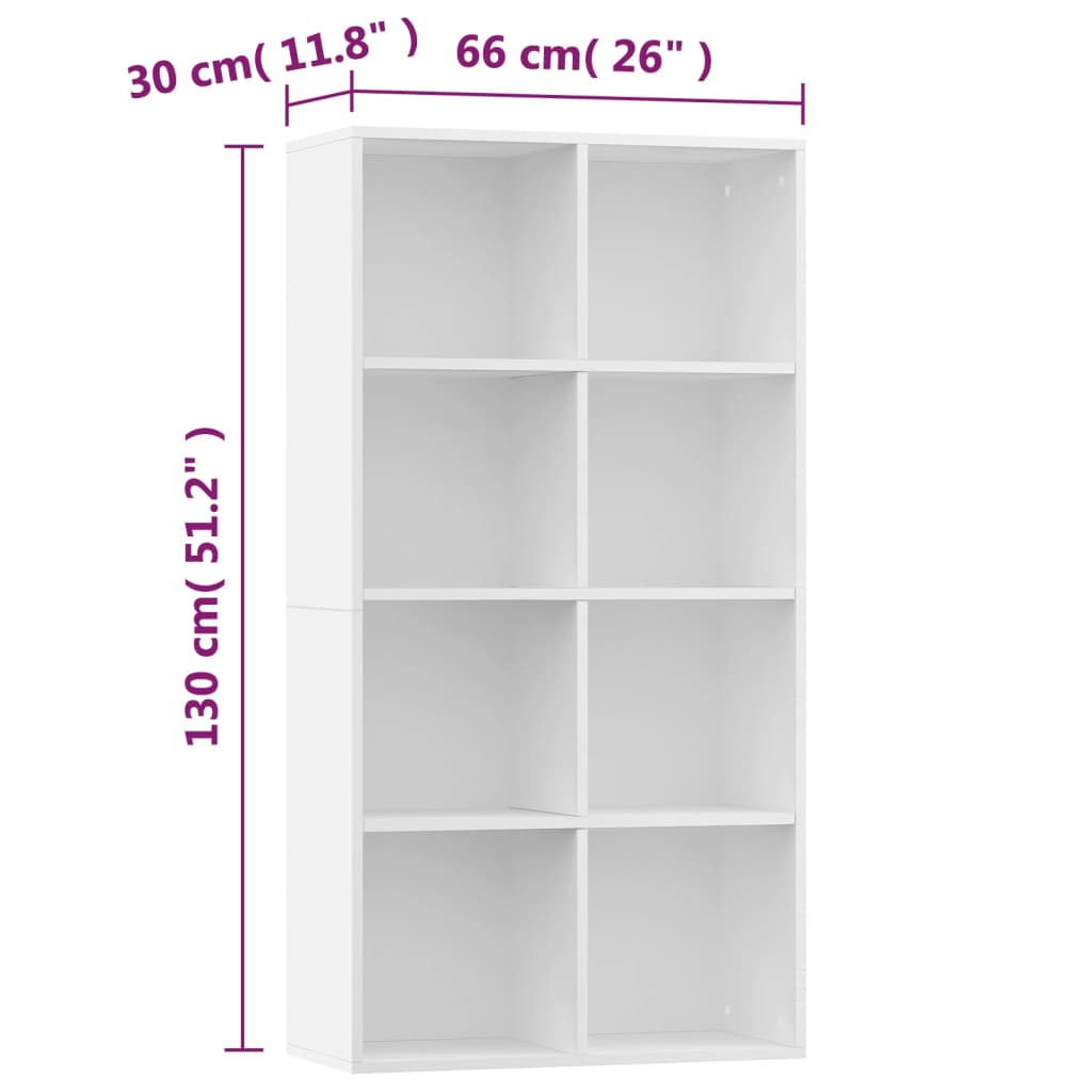 vidaXL Ραφιέρα/Βιβλιοθήκη Λευκή 66 x 30 x 130 εκ. από Επεξ. Ξύλο