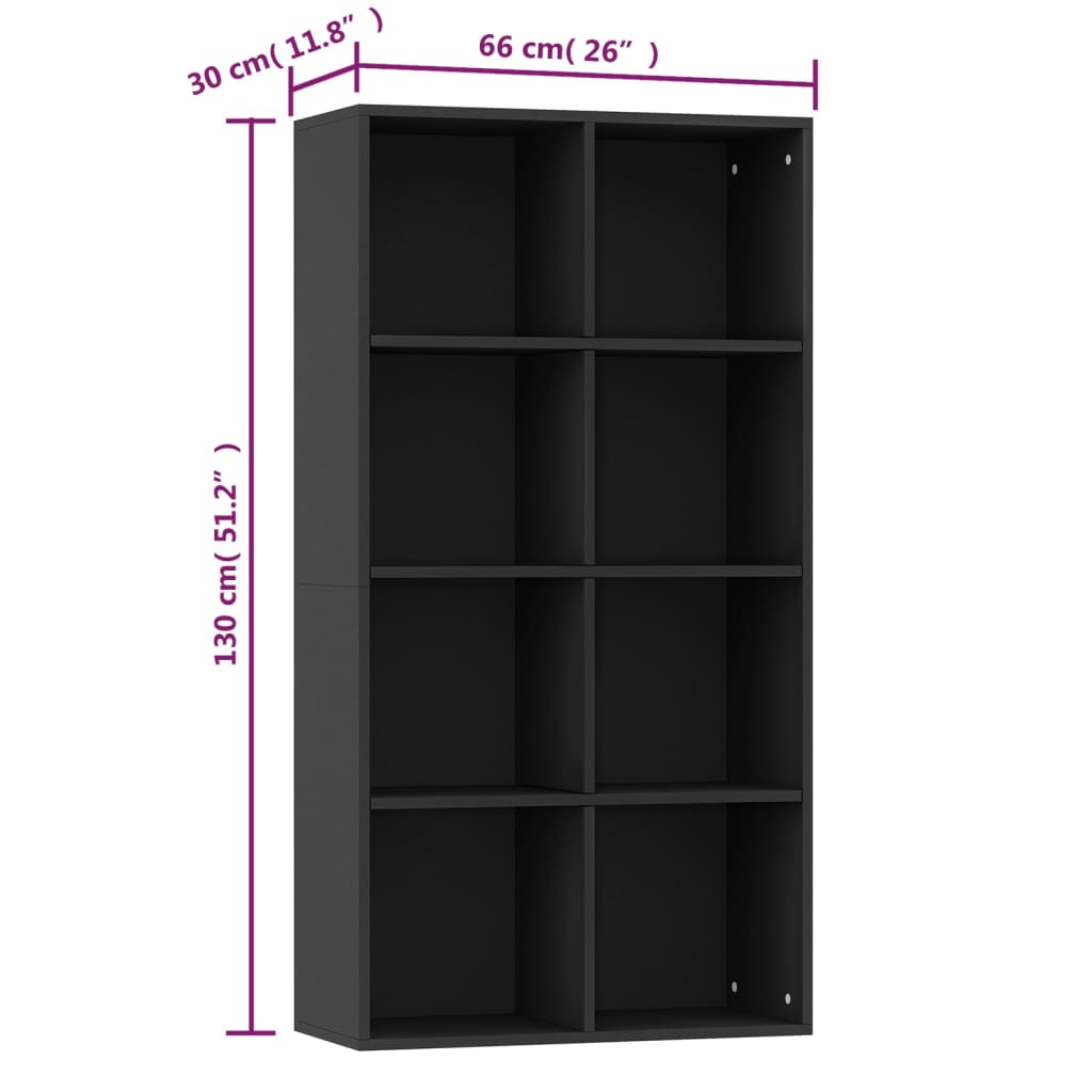 vidaXL Ραφιέρα/Βιβλιοθήκη Μαύρη 66 x 30 x 130 εκ. από Επεξ. Ξύλο