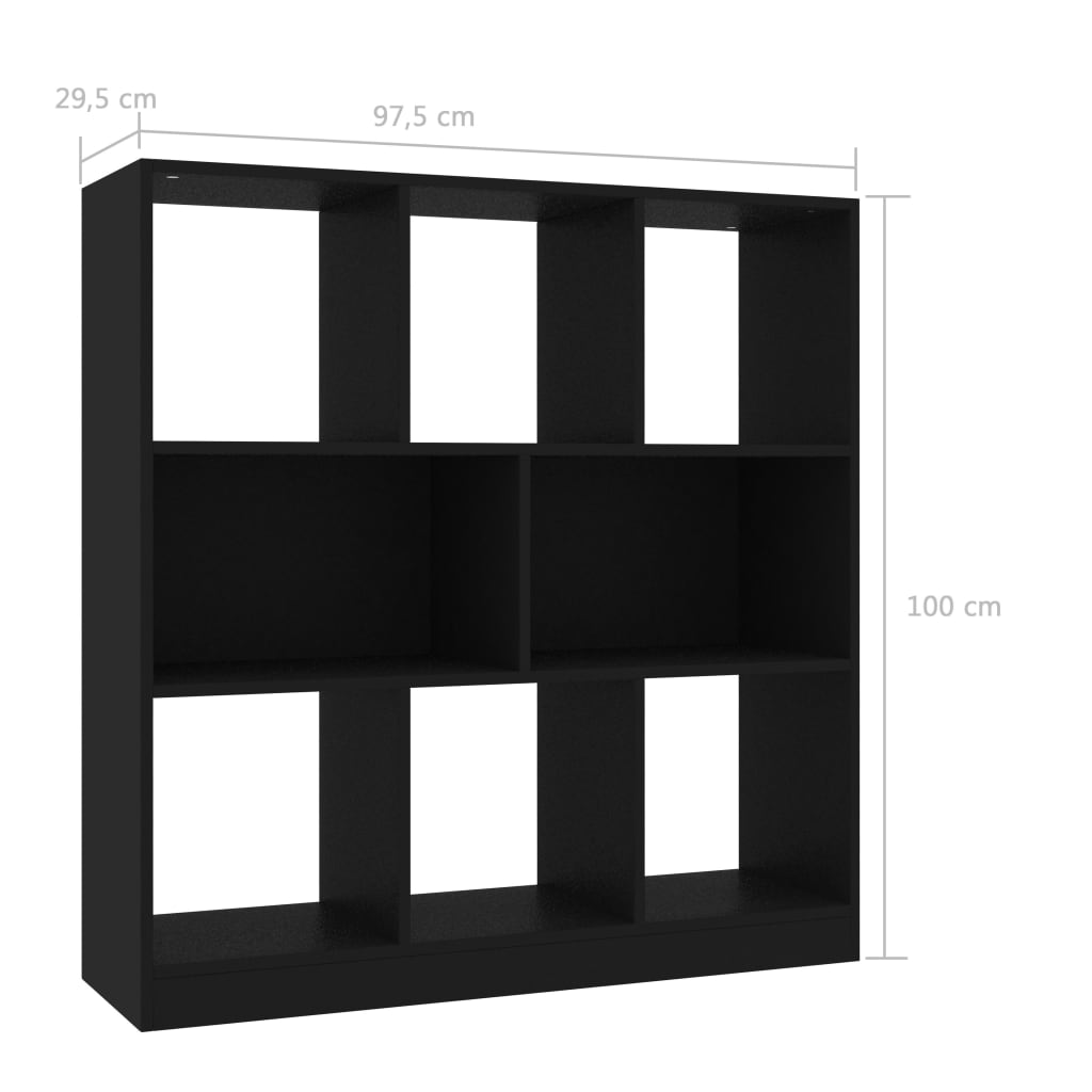 vidaXL Βιβλιοθήκη Μαύρη 97,5 x 29,5 x 100 εκ. από Επεξ. Ξύλο