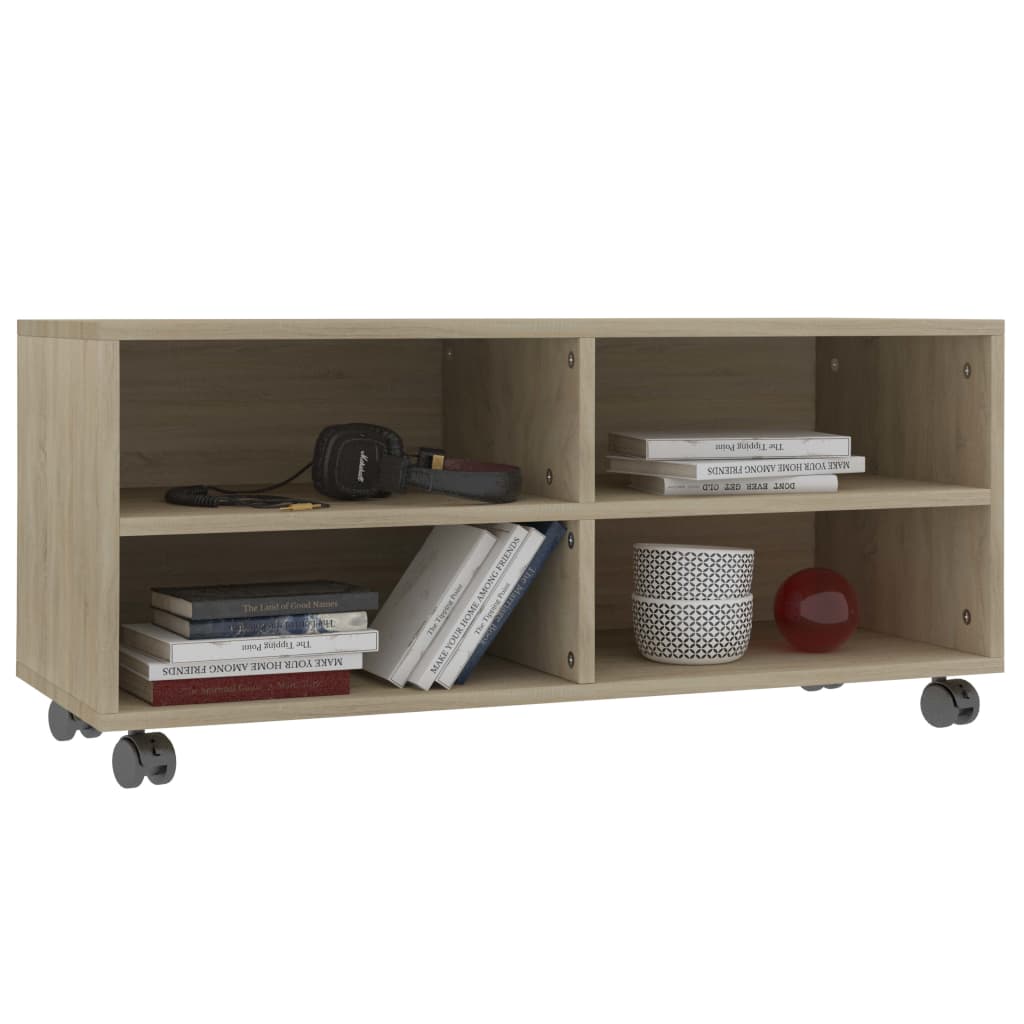 vidaXL Έπιπλο Τηλεόρασης με Ρόδες Sonoma Δρυς 90x35x35 εκ. Επεξ. Ξύλο