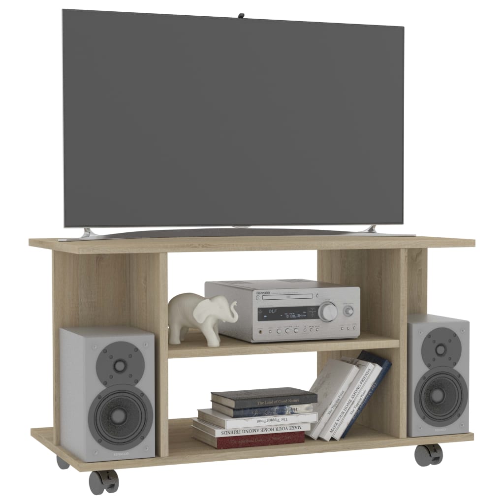 vidaXL Έπιπλο Τηλεόρασης με Ρόδες Sonoma Δρυς 80x40x45 εκ. Επεξ. Ξύλο