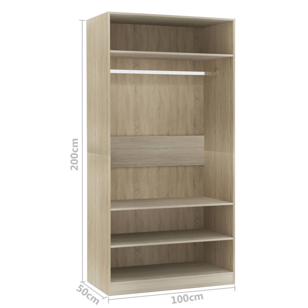 vidaXL Ντουλάπα Χρώμα Sonoma Δρυς 100 x 50 x 200 εκ. από Επεξ. Ξύλο