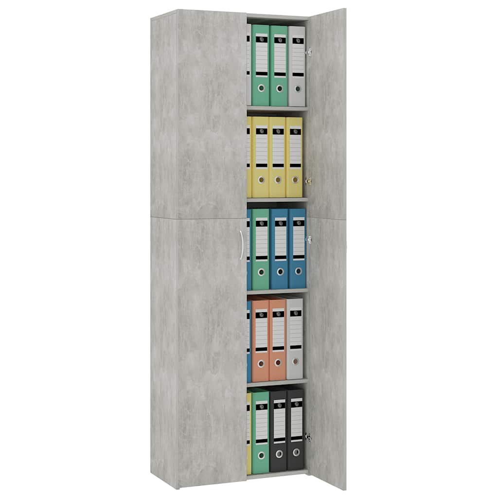 vidaXL Ντουλάπα Γραφείου Γκρι Σκυροδέματος 60x32x190 εκ. Επεξ. Ξύλο