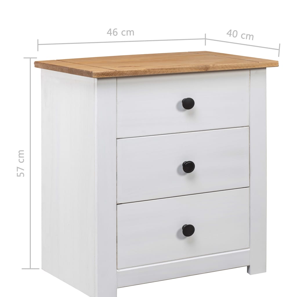 282652 vidaXL Κομοδίνο Λευκό 46x40x57 εκ. από Ξύλο Πεύκου Σειρά Panama