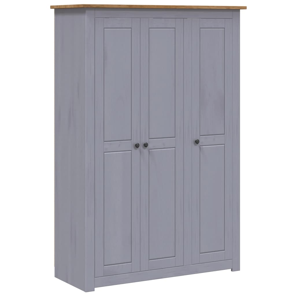 vidaXL Ντουλάπα Τρίφυλλη Γκρι 118x50x171,5 εκ Ξύλο Πεύκου Σειρά Panama