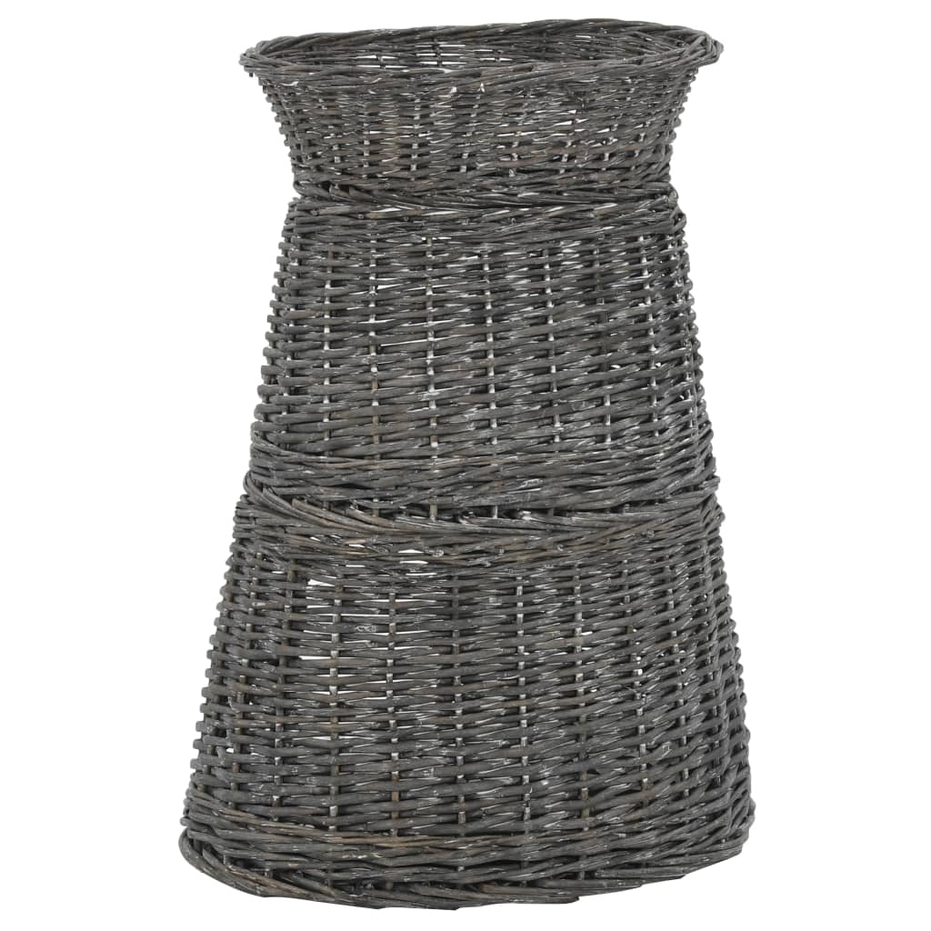 vidaXL Καλάθι Γάτας Σετ 3 τεμ. Γκρι 47x34x60εκ Φυσική Ιτιά & Μαξιλάρια