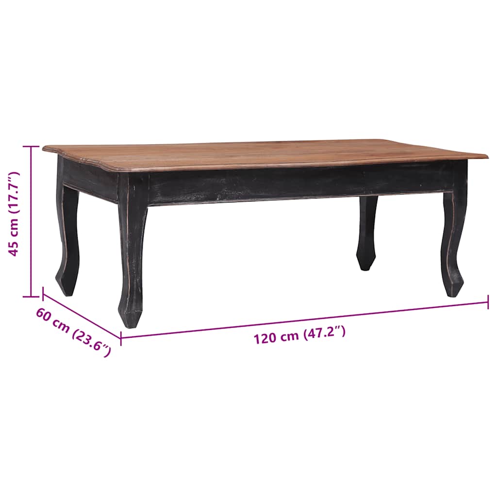 vidaXL Τραπεζάκι Σαλονιού Μαύρο 120 x 60 x 45 εκ. από Μασίφ Μαόνι