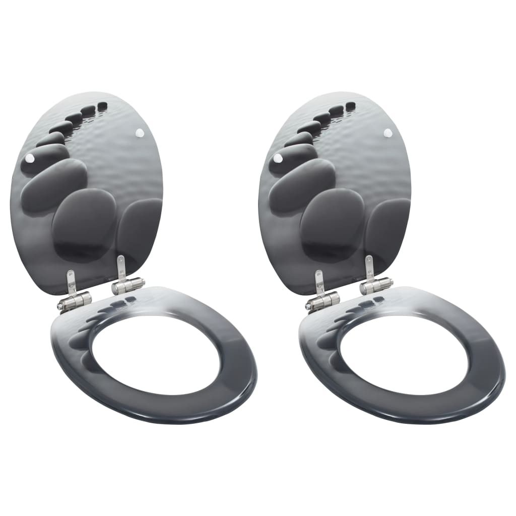 vidaXL Καλύμματα Λεκάνης Soft Close 2 τεμ. Σχέδιο Πέτρες από MDF