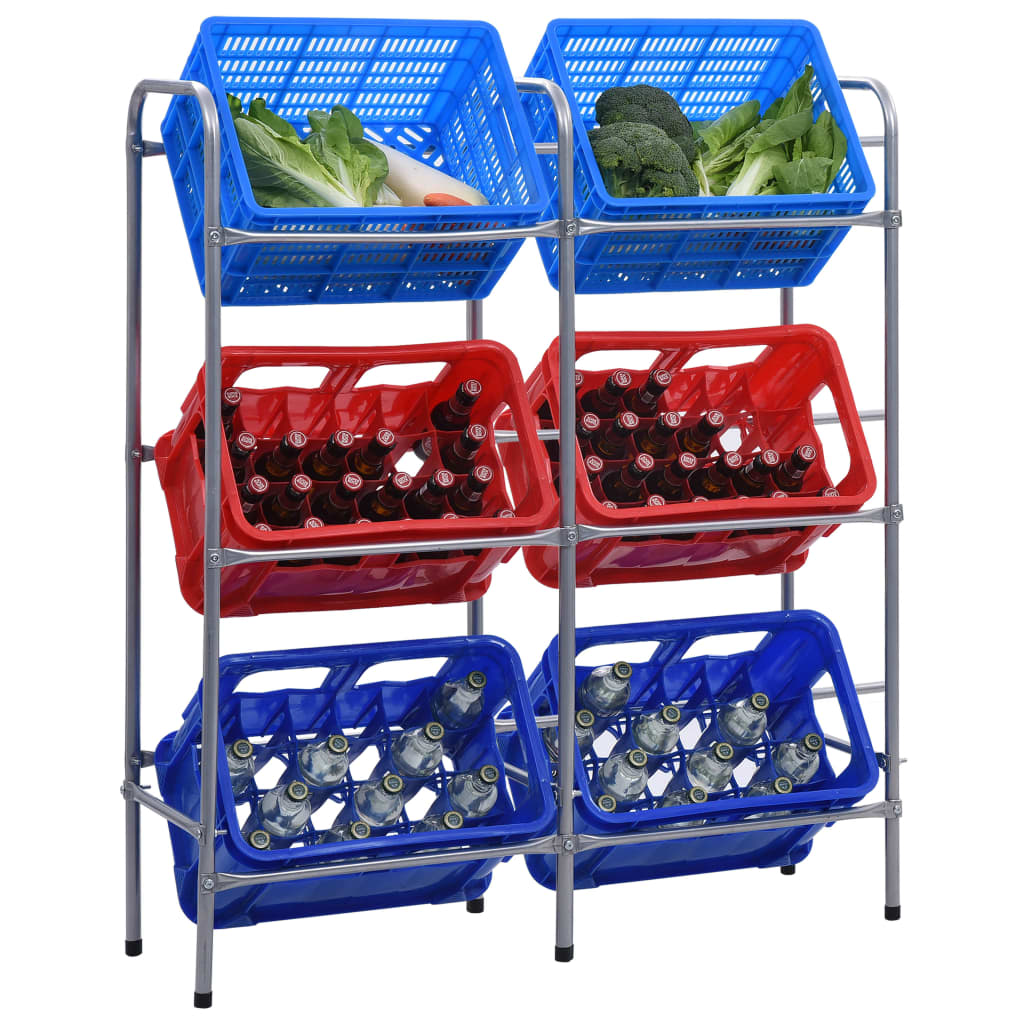 vidaXL Ράφι Αποθήκευσης για 3 Κιβώτια Ασημί 96x33x116 εκ. Ατσάλινο