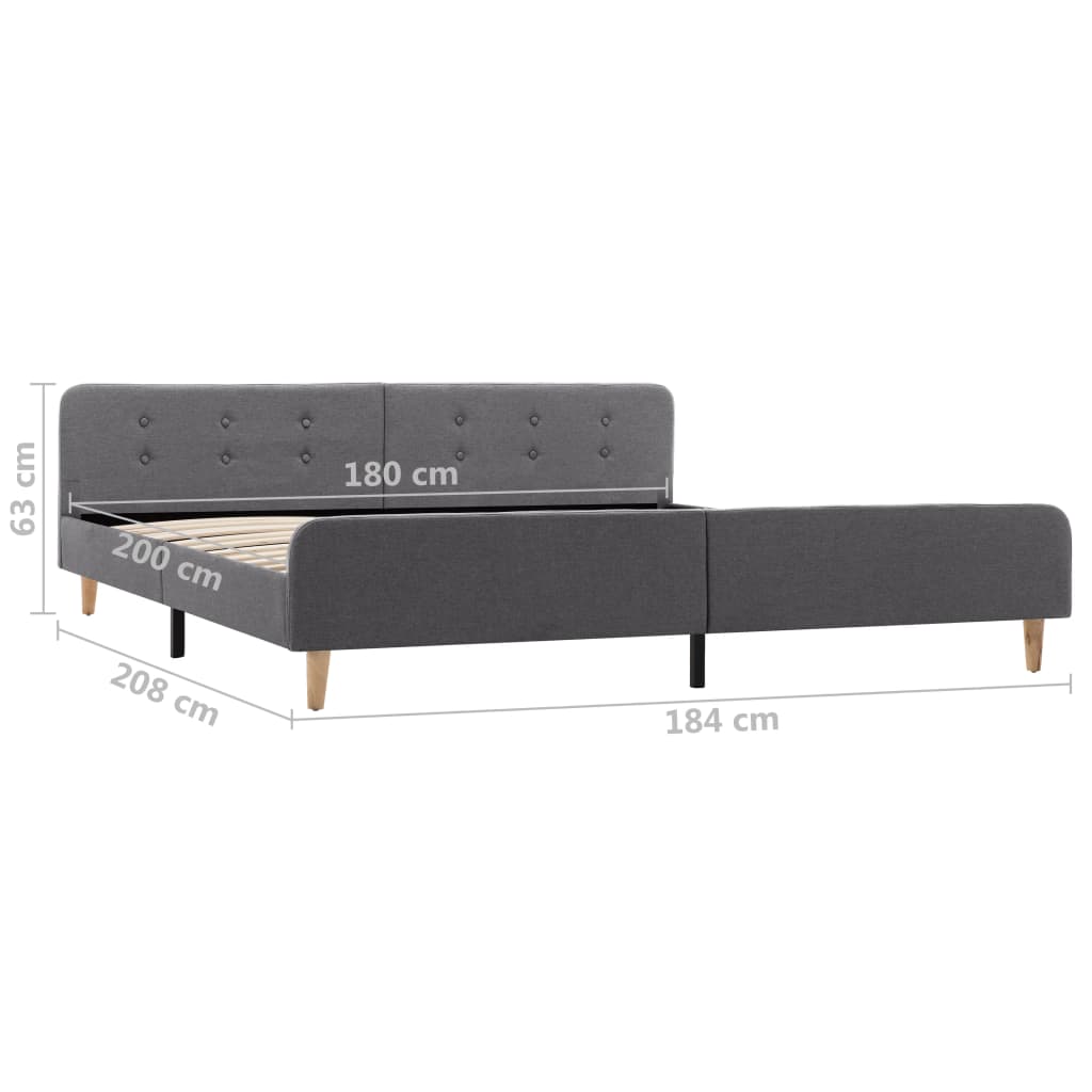 vidaXL Πλαίσιο Κρεβατιού Ανοιχτό Γκρι 180 x 200 εκ. Υφασμάτινο