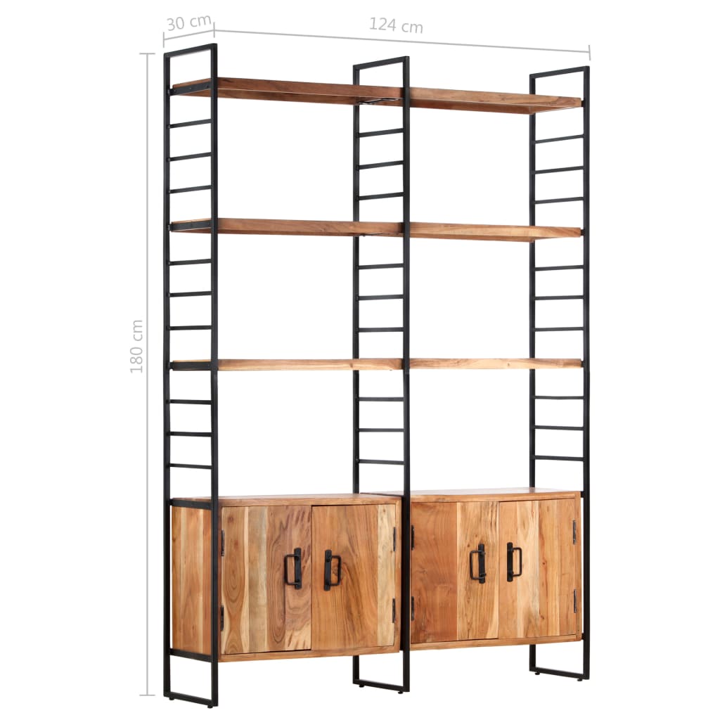 vidaXL Βιβλιοθήκη με 4 Επίπεδα 124 x 30 x 180 εκ. Μασίφ Ξύλο Ακακίας